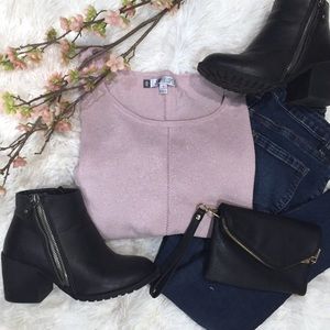 Jennifer Lopez Dusty Pink Sparkle Sweater SZ S